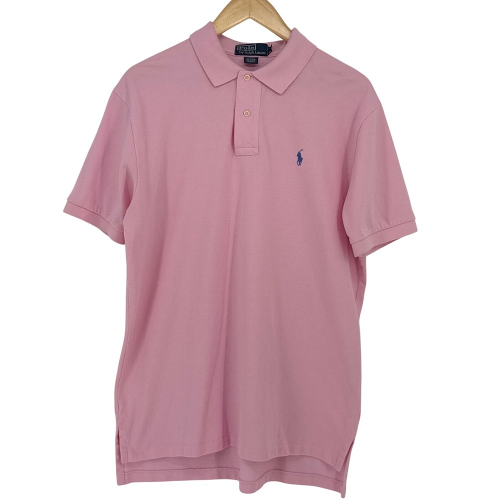 Polo Ralph Lauren Mens Polo Shirt L Pink Short Sleeve Cotton Pique Pony Logo